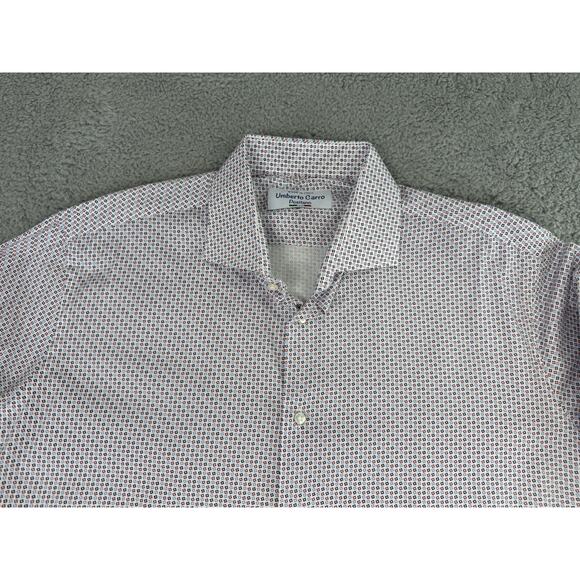 Umberto Carro Italy Positano Multicolor Geometric Print Casual Shirt Men 17/43 - Picture 2 of 15